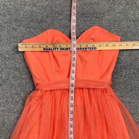 Eva Mendes Dress Womens 0 Deep Peach Sweetheart Strapless Chiffon Lined Maxi - Picture 8 of 14